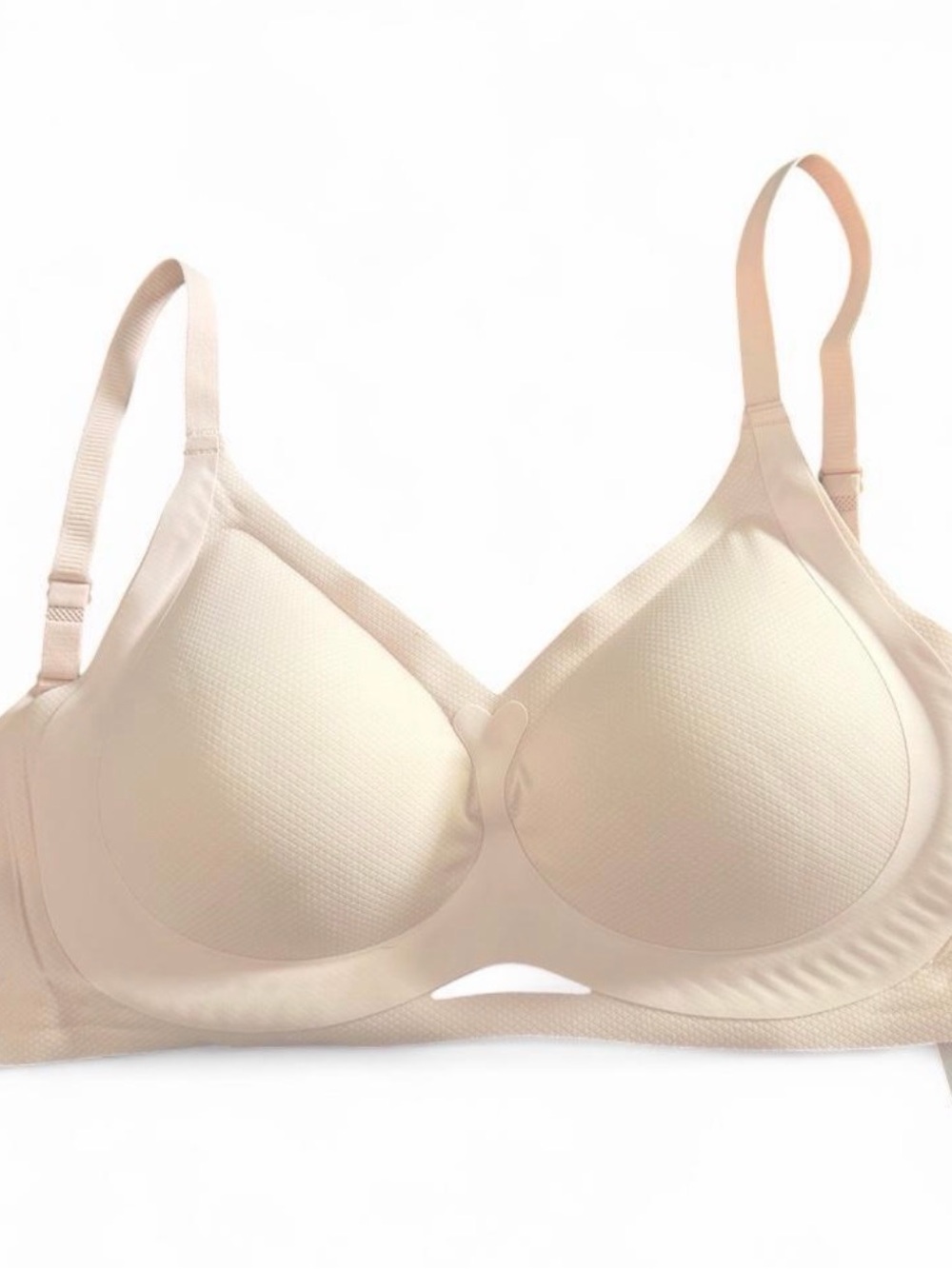 NWT TEXLINA JELLY BRA SEAMLESS COMFY PUSH UP WIRELESS TSHIRT BRA NUDE XL